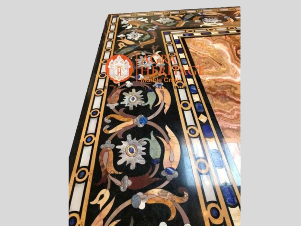 Marble Top Dining Table Floral Pietra Dura Inlay Design